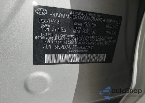 2017 Hyundai Elantra Se z USA, uszkodzony, nr VIN 5NPD74LF3HH167259